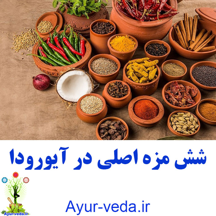 Six main flavors in Ayurveda - شش مزه اصلی در آیورودا